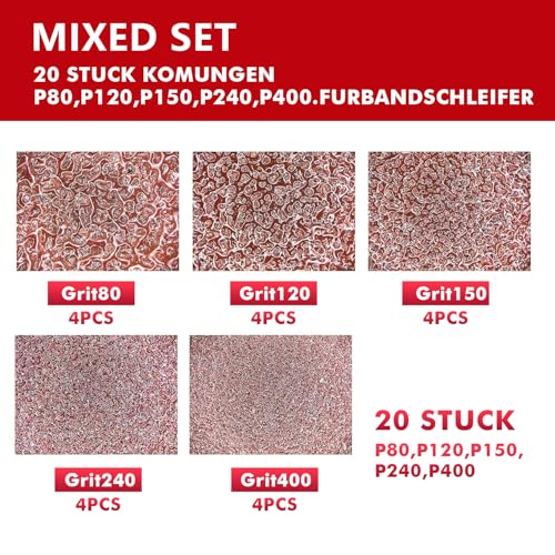 4x36 Inch Sanding Belts, 20-Pack Assortment, 5 Grits 80-320, Belt Sander Paper - size: 4x36(20pcs)