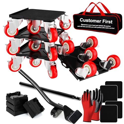 3,400 lb Capacity Furniture Dolly Set, 7.8-Inch Platforms, Red - color: Red, size: 7.8x7.8 IN