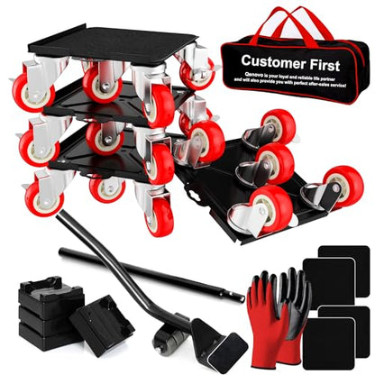 3,400 lb Capacity Furniture Dolly Set, 7.8-Inch Platforms, Red - color: Red, size: 7.8x7.8 IN