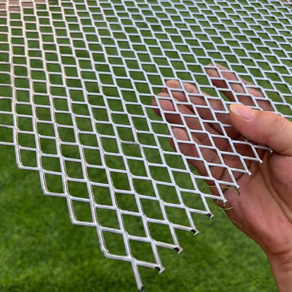 24"X16" 14 Gauge Expanded Metal Sheet Metal Diamond Mesh 0.4"X0.8" Expanded & Perforated Sheets Raised Mesh-for Screen Door Grill,Window Security Grill Screen Door Protector - size: 24"x16"
