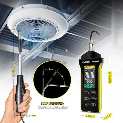 BTMETER Hot Wire Anemometer - CFM/CMM Air Flow Meter Measuring 0.2-67 Mph - color: Yellow