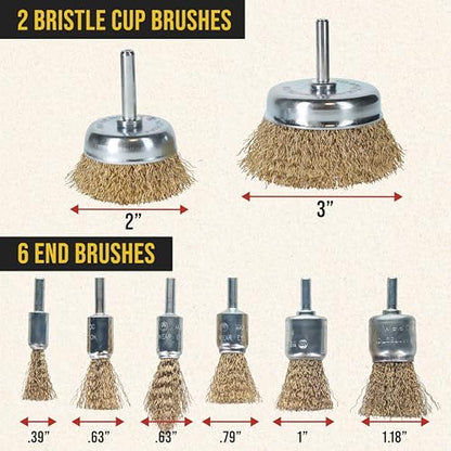Dura-Gold 12-Pc Abrasive Brass-Coated Wire Wheel, Cup Brush, End Brush Set