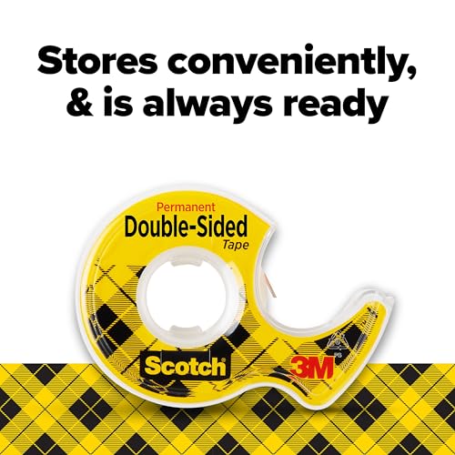 Scotch Double Sided Tape with Tape Dispenser, 0.5 in. x 400 in. - size: 0.5 in x 400 in (2 Rolls)