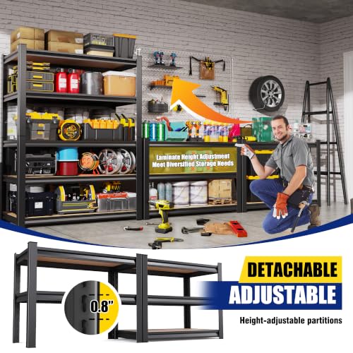 71" H x 35" W Garage Shelving Unit, 2050LBS Heavy Duty Metal Storage Shelves, 5 Tier Adjustable Utility Steel Rack, Freestanding Organizer for Warehouse, Pantry, Basement, Shop Black - size: 35"Wx16"Dx71.2"H