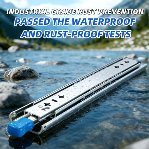 with Lock Heavy Duty Drawer Slides 12 14 16 18 20 22 24 26 28 30 32 34 36 40 44 48 52 56 60 Inch 500 Lbs Side Mount Full Extension Ball (Load:250 lb (with Lock) -W:53mm, 12 Inch) - size: 12 Inch, style: Load:250 lb (With lock) -W:53mm
