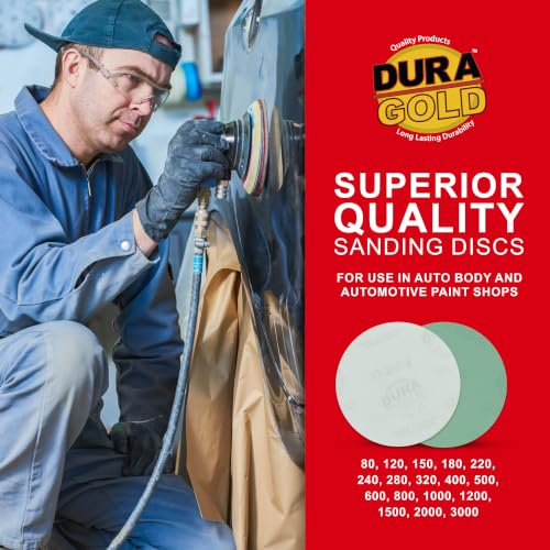 Dura-Gold 5" Green Film Sanding Discs, 1500 Grit, Box of 50, Hook & Loop - size: 1500-Grit