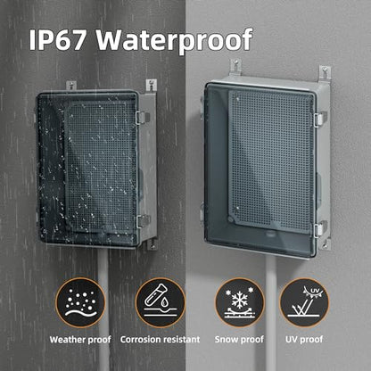 Joinfworld Lockable Outdoor Weatherproof Electrical Box for Electronics Outside 11.4x7.5x5.5 Weather Proof Electrical Box Plastic Nema 4 Enclosure Clear - size: 11.4"x7.5"x5.5" Clear