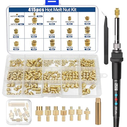 Heat Set Insert Tool Kit 415Pcs Nuts for Inserts 3D Printing and Plastic