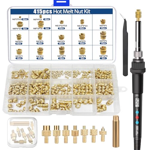 Heat Set Insert Tool Kit 415Pcs Nuts for Inserts 3D Printing and Plastic