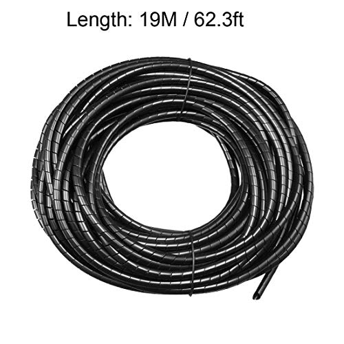 uxcell 3mm Flexible Spiral Cable Wrap Wire Cord Wraps Manage Cord 19M Length Black - size: 2.2mmx3mmx19000mm