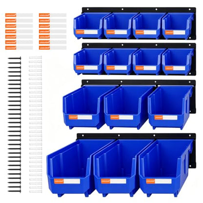 14pc Wall-Mounted Organizer V1 V2 V3 Master Combo Set Blue - color: Blue, size: V1-8Bins&V2-3Bins&V3-3Bins&4Rails