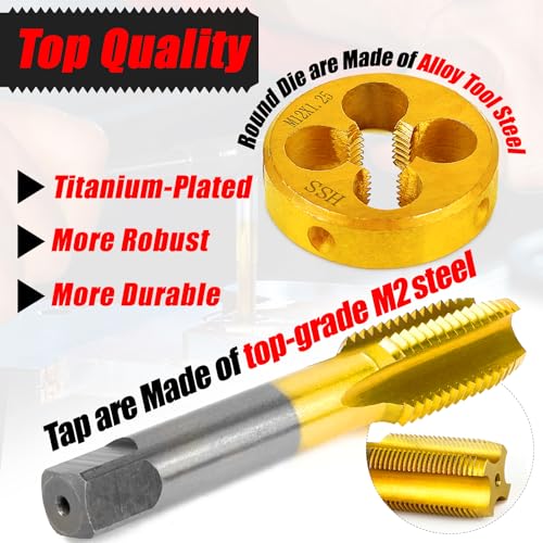 3-48 UNC Tap and Die Set for Metal,M2 HSS Thread Tap & Round Die Set - size: 3-48UNC