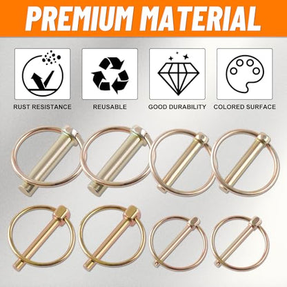50 PCS Heavy Duty Lynch Pin Assortment Kit Trailer Pins 3 Point Hitch Pins for Tractor, Trailers,Trucks Mowers - style: 50PCS