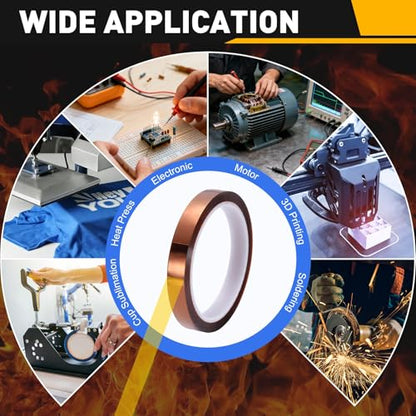uxcell Heat Tape, 12mm x 33m (108ft) Polyimide Heat Transfer Sublimation Tape No Residue High-Temperature Resistant Tapes for Heat Press Soldering Circuit Board, Brown - size: 12mm x 33m (108ft)