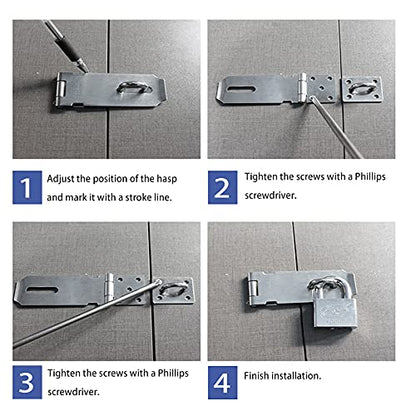 Door Locks Hasp Latch, 5 Inch Stainless Steel Safety Packlock Clasp Hasp Lock Latch, Extra Thick Gate Lock Hasp with Screws Brushed Finish 2 Pack (5inch) - color: Silver, size: Straight 5 Inch
