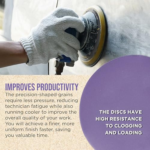 Dura-Gold Premium 400 Grit 6" Purple Film Ceramic Sanding Discs, Box of 50 - style: 400 Grit