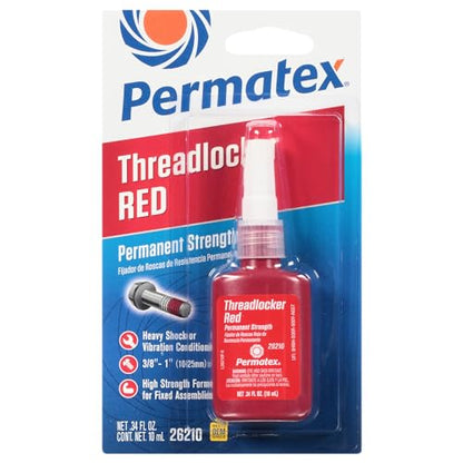 Permatex 26210 Permanent Strength Threadlocker Red, 10 ml - size: 10 ml, style: Liquid - Permanent Strength
