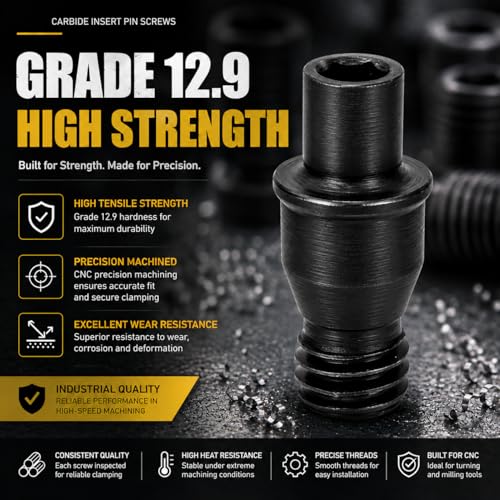 50PCS Carbide Insert Pin Screws Set CTM/MCT/617, CNC Torx Lathe Tool Holder Center Pin Post & Clamp Screws, Indexable Insert Fastening Screws, Grade 12.9 Alloy Steel for CNC Turning Milling Tools - size: CTM617