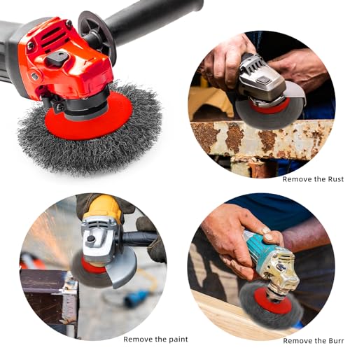 Wire Cup Brush Set Packaged with 4 Different Wire Wheel Brushes for Angle Grinder 4 1/2 Angle Grinder and 5/8”-11 Thread Arbor(4 Packs ) - style: 4 Different Wire Brush Set