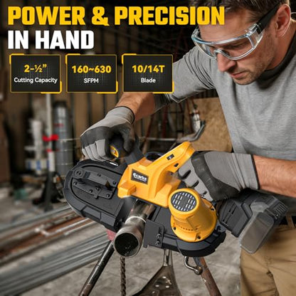 2-1/2" Cordless Band Saw Compatible with Dewalt 20V Battery (Tool Only) - color: Yellow