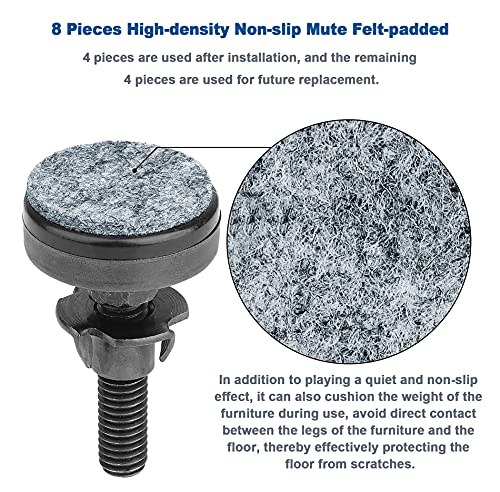 3/8" Threaded Leveling Feet Adjustable Table/Furniture Feet Levelers Screw on Heavy Duty Desk/Chair/Cabinet/Dresser/Bench Leg Leveler Screw in with Threaded Inserts(3/8-16,Large Base,Black,4 Pack) - color: 4 Sets