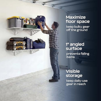 MonsterRax 18x36 White Garage Wall Shelf 2-Pack, 500lb, White - color: White, size: 18"x36"
