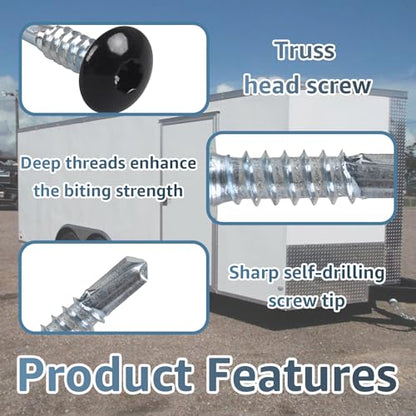 Black Enclosed Trailer Screws #10 x 3/4 in Self Tapping Sheet Metal Screws - color: Black