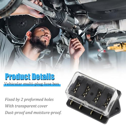 4-Way Covered Standard Blade Fuse Distribution Block - size: 4P
