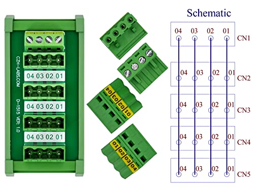 Slim DIN Rail Mount 10A/300V Pluggable Screw Terminal Block Distribution Module (5x4 Position) - style: 5x4 Position