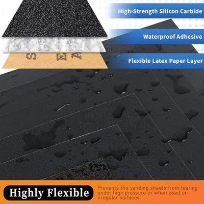 Wet Dry Sandpaper Assortment 20Pcs Waterproof Sand Paper Sheets 9x11 Inch Assorted Grit 120 240 400 600 800 1000 1500 2000 3000 5000 Sanding Paper for Wood Metal Automotive Polishing - style: 9 x 11 inches