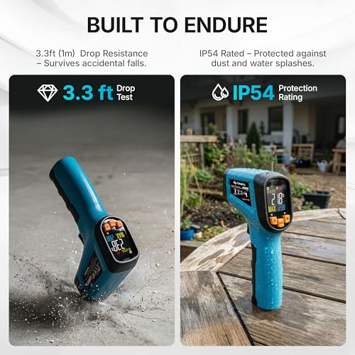Tilswall Infrared Thermometer, Laser Temperature Gun -58°F~1112°F, Blue - color: Blue