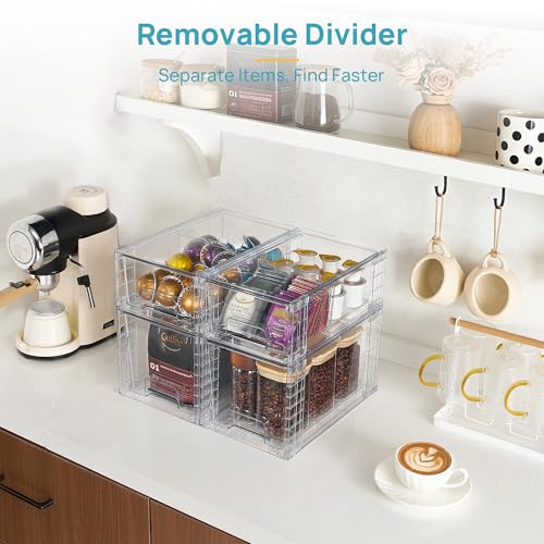 Vtopmart Clear Stackable Storage Drawers, 4 Pack Kitchen Cabinet Set - style: 2 Medium+2 Small