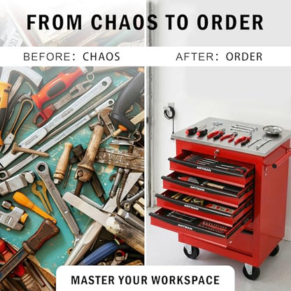 Rolling Tool Chest,Stainless Steel Worktop,Red,6‑Drawer - color: Red, size: 6-Drawers