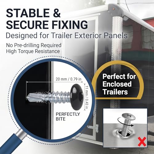 Black Enclosed Trailer Screws #10 x 3/4 in Self Tapping Sheet Metal Screws - color: Black