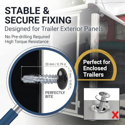 Black Enclosed Trailer Screws #10 x 3/4 in Self Tapping Sheet Metal Screws - color: Black