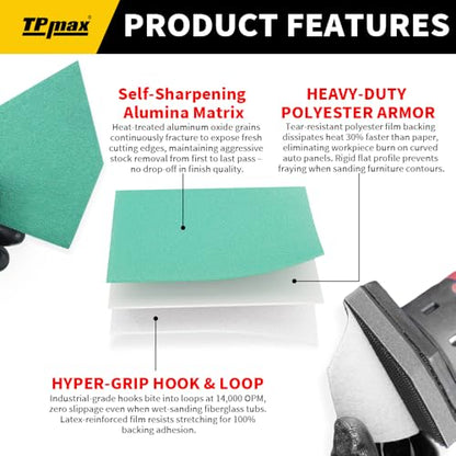 TPmax 102 Pack 90x65mm Detail Sander Set Compatible with Milwaukee M12, 60/120/180/240/320 Grit Sandpaper & 2 Interface Pads, Heavy Duty Hook & Loop Anti Clogging Polyester Film - size: Mixed Grit with 2 Interface Pads