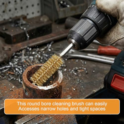 20 Pcs Wire Brush Set for Drill, Wire Brushes for Cleaning Rust Tube Automotive, Nylon, Brass, Stainless Steel Bristles Bore Brush with 1/4" Hex Shank and Tool Bag