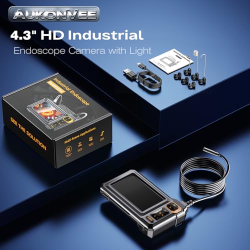 Endoscope Camera with Light, 1920P HD Borescope, 4.3" IPS Inspection Camera - size: 16.5FT Single Lens