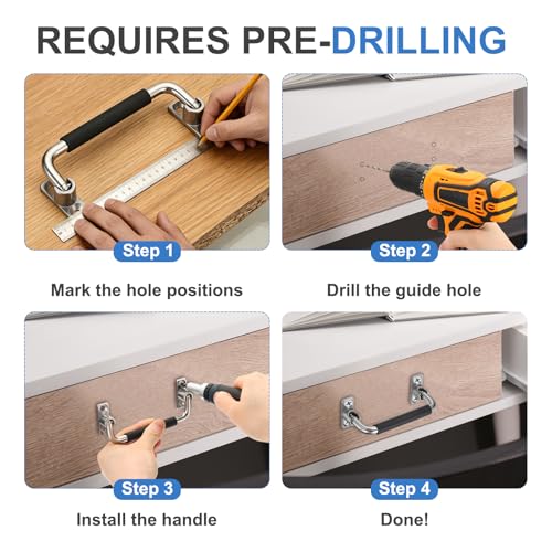 uxcell 304 Stainless Steel Folding Pull Handle (Hole Distance 5") - size: 5 Inch