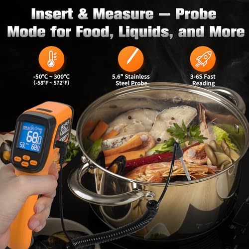 Infrared Thermometer Temperature Gun 1472°F, 12:1 Laser IR - color: -58°F to 1472°F