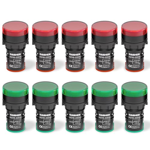 GASHER 10PCS 110V 20mA Energy Saving Indicator Light Red Green - color: Red&Blue
