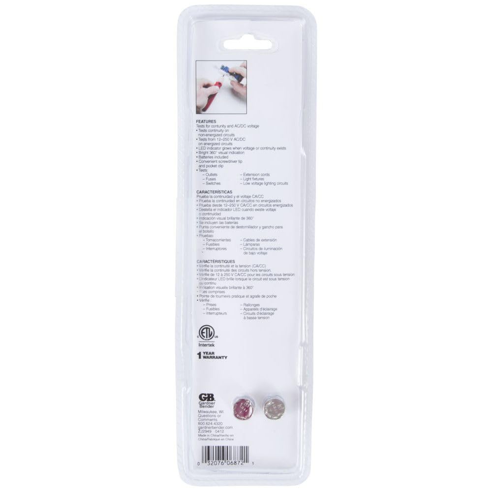 GB Gardner Bender GCV-3206 Voltage-Continuity Screwdriver