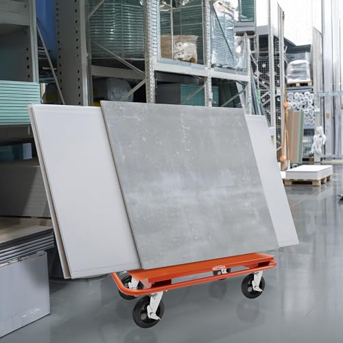 GypTool Heavy Duty Drywall Sheet Cart & Panel Dolly with 4 Swivel Wheels - Orange