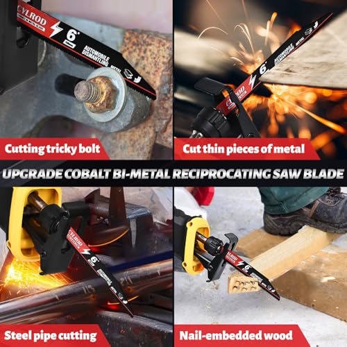 25 Pack 6 in 14/18 TPI Reciprocating Saw Blades for Sawzall Blades,M42 Steel Cobalt Bi-Metal Blades for Automobile Dismantling Metal Cutting,Replace for Milwaukee for Dewalt for Diablo Blade - size: 6 inch, style: 14/18 TPI Set