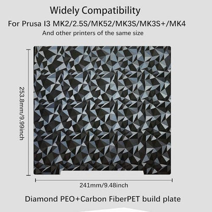 Double Sided Textured PEO PET Build Plate for Prusa i3 MK2 MK2.5 MK3 MK3S MK4, Flexible PEO PET Spring Steel Sheet for Prusa 3D Printers 241x253.8mm. - size: 241x253.8mm for Prusa