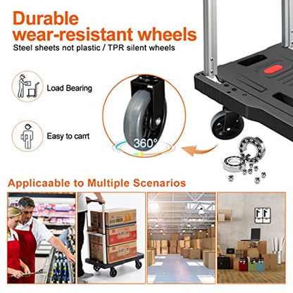 Folding Hand Truck Platform Truck 330 Lb Heavy Duty Dolly Cart