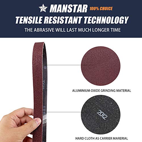 15 Pcs 1 x 30 Inch Assorted Aluminum Oxide Sanding Belt,80/120/150/240/400 Grit - size: 1x30(15pcs)