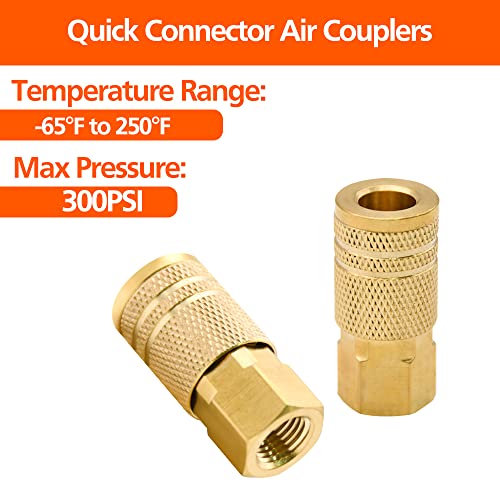 1/4-Inch Brass Female Industrial Coupler, 10 Pack 1/4 Inch Air Hose Fittings NPT Female Quick Connector Air Coupler for Professional Jobsites and Automotive Shops - style: 10pcs Female Couplers