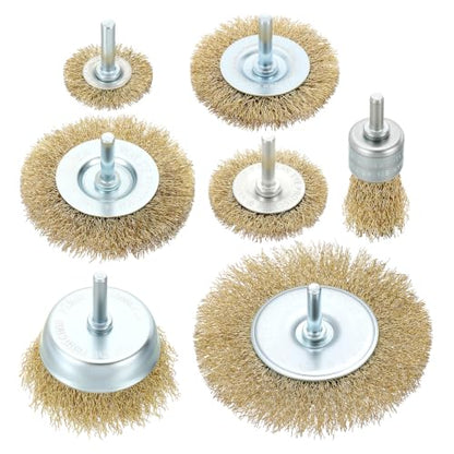 DTGN 7 Pcs Wire Wheel Cup Brush Set for Drill, 1/4 Inch Round Shank - size: 1/1.5/2/2.5/3/4 inch