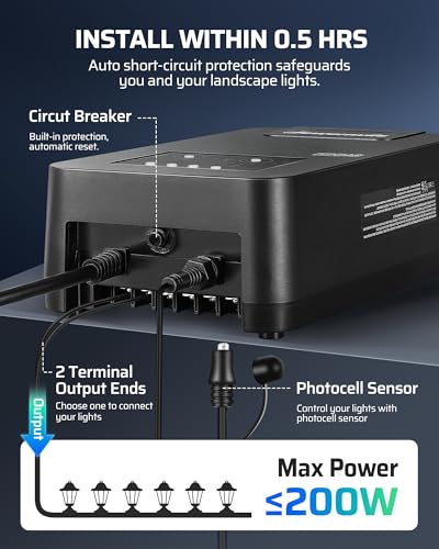 DEWENWILS 200W Low Voltage Transformer, 2 Zone Independent Control - style: 200W 2 ZONE